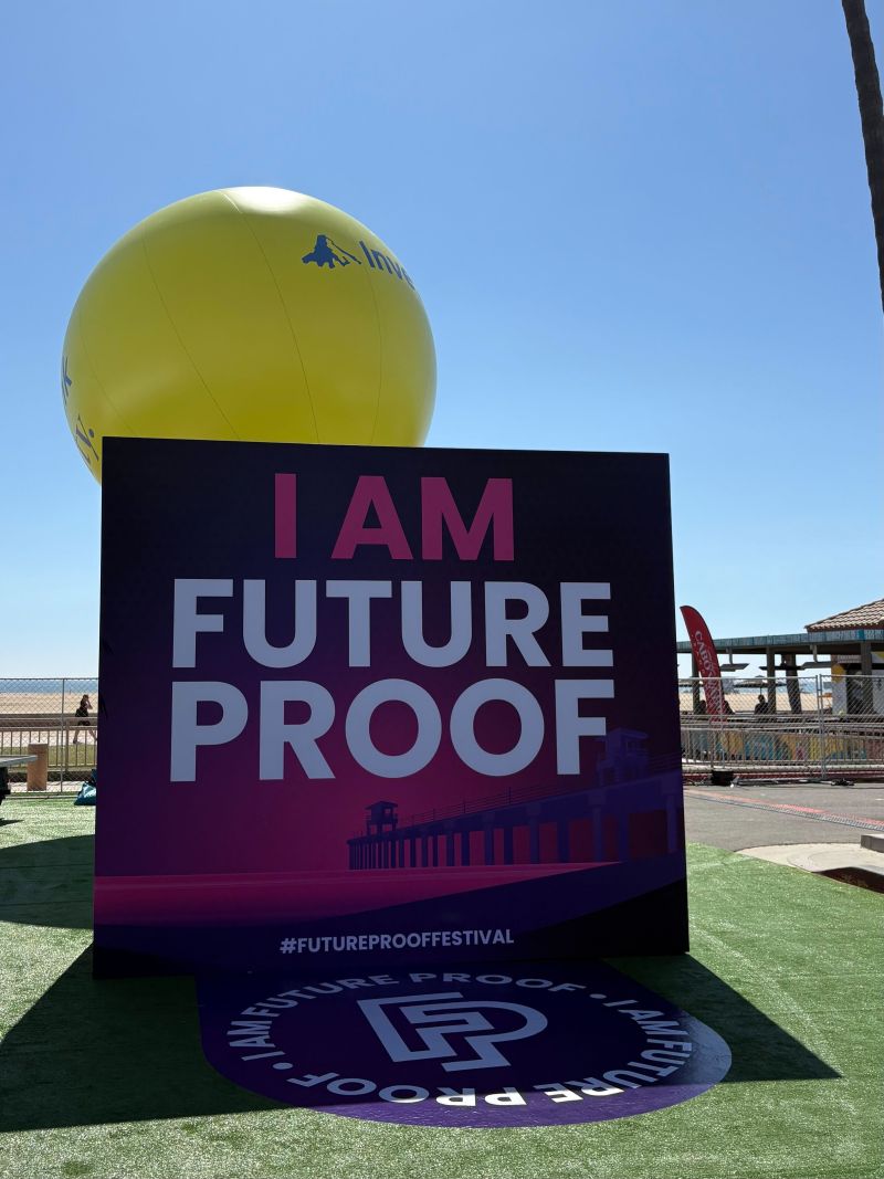 Future Proof Festival sign photographed at the event